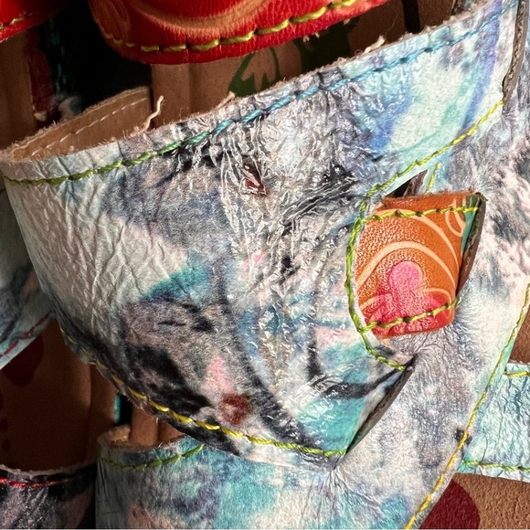 Spring Step L'artiste Baocire Artsy Strappy Wedge Slide Leather Sandals Camel - Picture 8 of 12